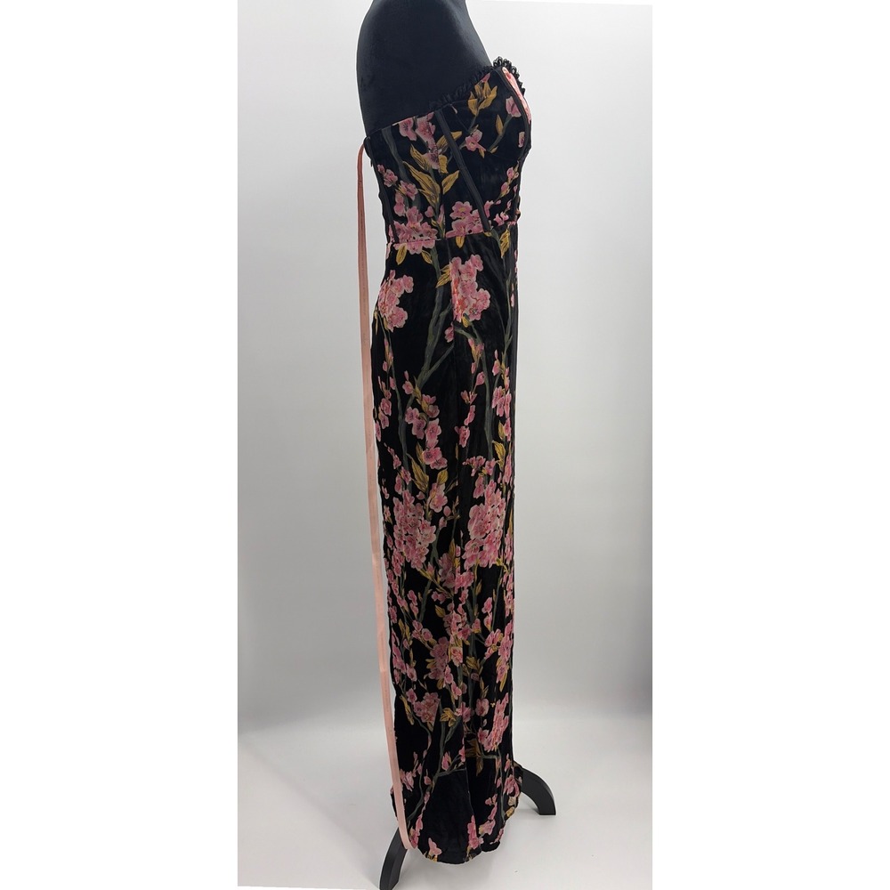 Lulus Luxurious Allure Black Floral Burnout Velvet Strapless Maxi Dress Small NW - Picture 6 of 13